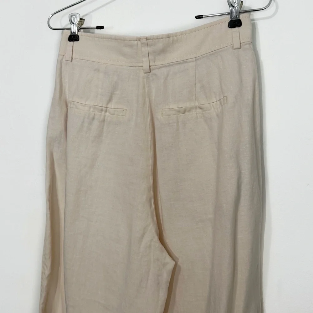 NWOT Everlane The Linen Way-High Drape Flax Wide Leg Pant, Cream/Oatmeal size 0